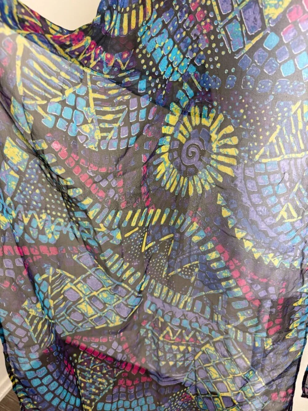 Lightweight Large Scarf Wrap Silk Abstract  21